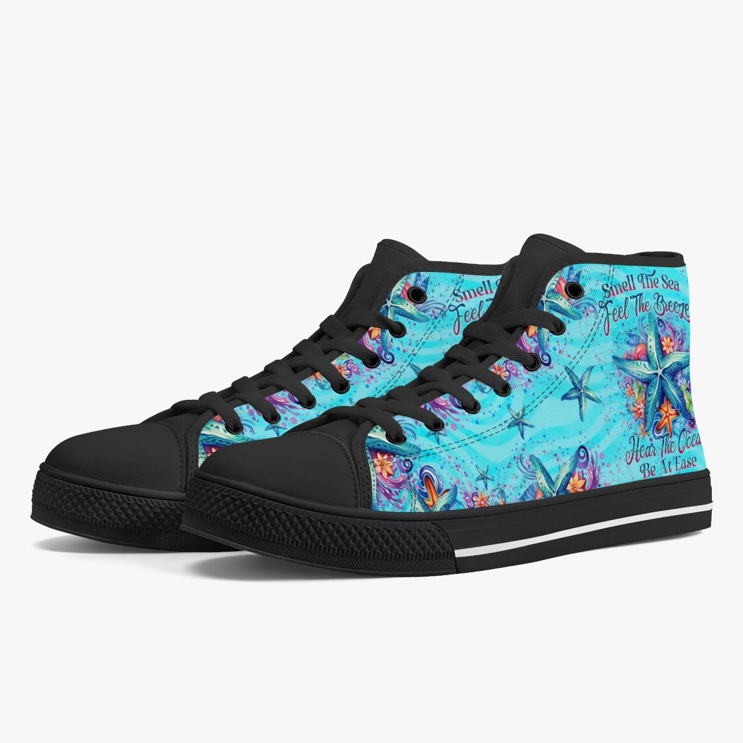 SMELL THE SEA FEEL THE BREEZE STARFISH HIGH TOP CANVAS SHOES - YHLN1107232