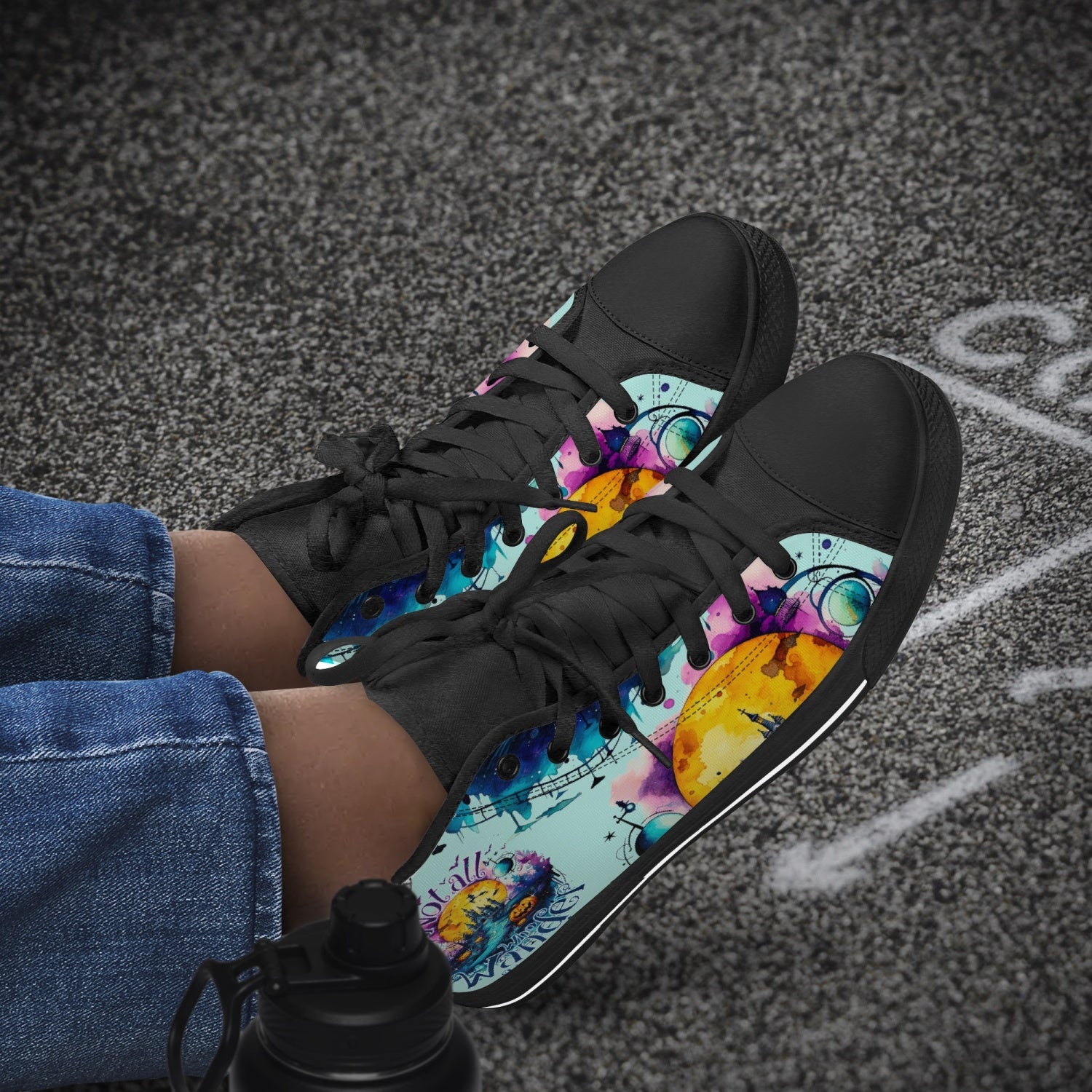 NOT ALL WHO WANDER ARE LOST HALLOWEEN HIGH TOP CANVAS SHOES - TY1008236