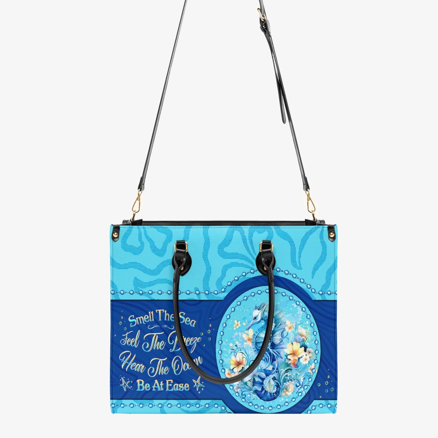 SMELL THE SEA FEEL THE BREEZE SEAHORSE LEATHER HANDBAG - YHLT2503244