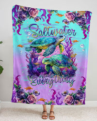 SALTWATER HEALS EVERYTHING TURTLE WOVEN AND FLEECE BLANKET - TLNT0512235