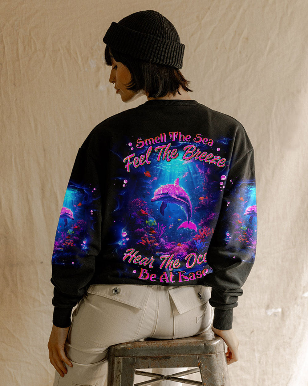 SMELL THE SEA FEEL THE BREEZE DOLPHIN ALL OVER PRINT - TLNT1305253