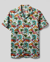 CAMPING BUS SURF PALM TREES SEAMLESS CAMP SHIRT  - TLNZ0204252