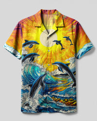 DOLPHIN SUNSET ART CAMP SHIRT  - TLNZ1404253