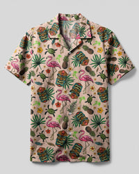 TIKI FLAMINGO TROPICAL SEAMLESS CAMP SHIRT  - TLTR0404254