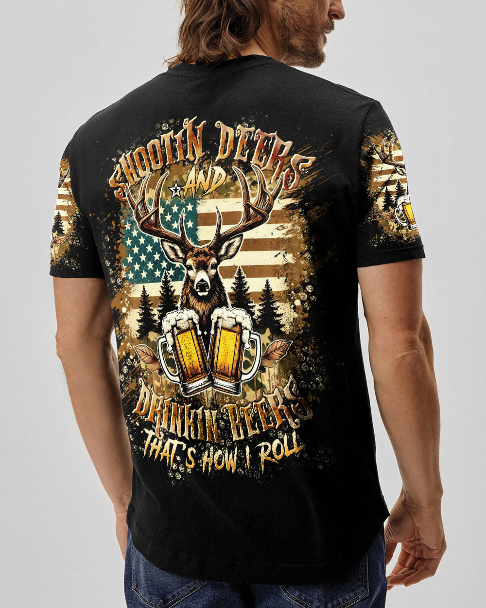 SHOOTING DEERS AND DRINKING BEERS ALL OVER PRINT - TLTR0901253