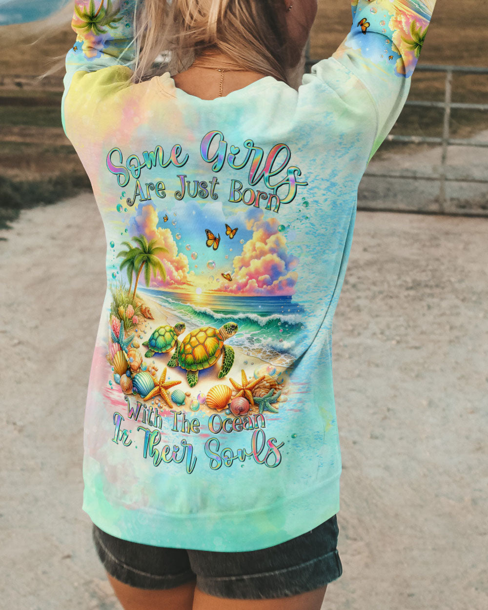 SOME GIRLS ARE JUST BORN TURTLE ALL OVER PRINT - TLTR1306243