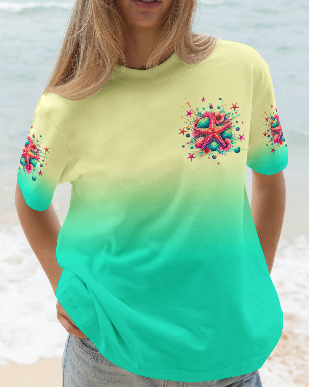 SMELL THE SEA FEEL THE BREEZE STARFISH ALL OVER PRINT - TLTW1705251