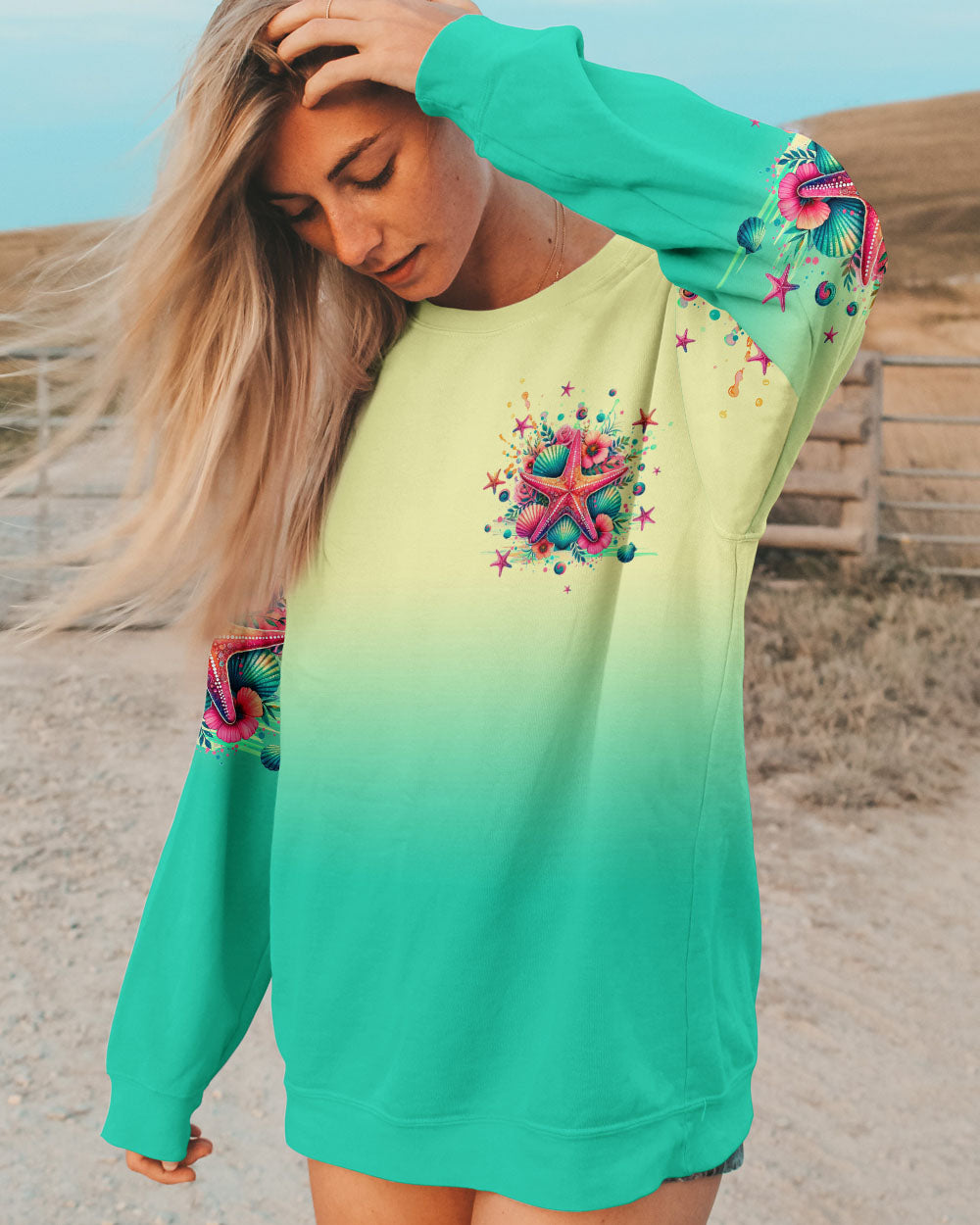 SMELL THE SEA FEEL THE BREEZE STARFISH ALL OVER PRINT - TLTW1705251