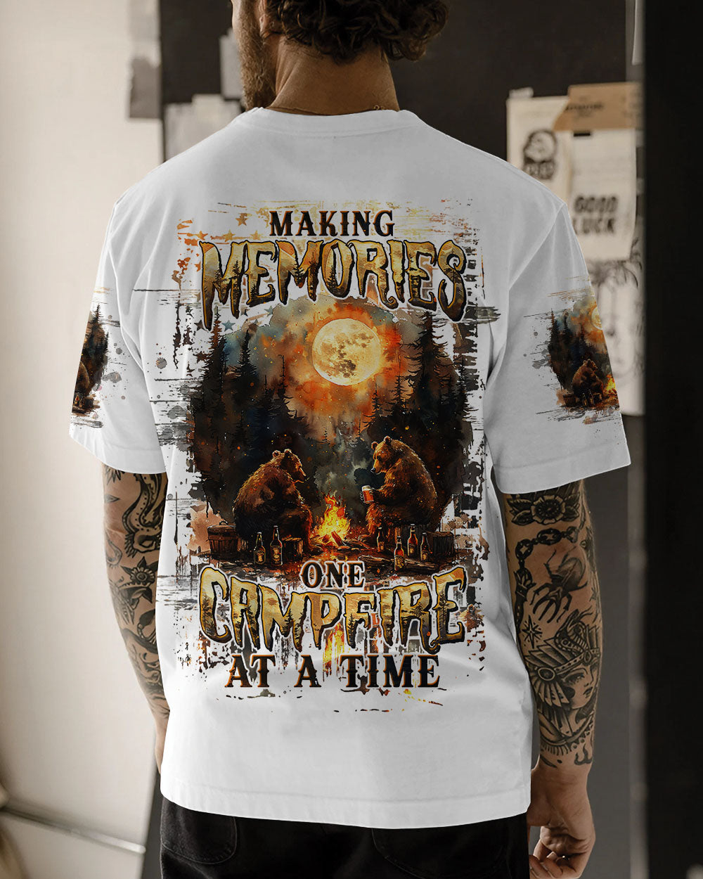 MAKING MEMORIES ONE CAMPFIRE AT A TIME BEAR ALL OVER PRINT - TLTW2808242