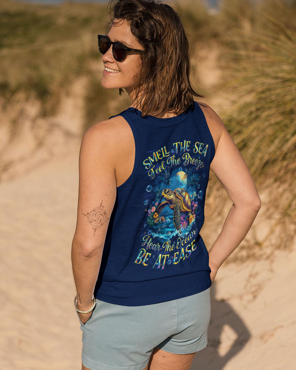 SMELL THE SEA FEEL THE BREEZE TURTLE ALL OVER PRINT - TYQY0312244