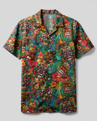 TIKI FLORAL BEACH CAMP SHIRT - YHDU0104254