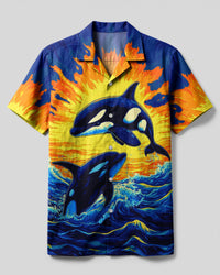 DOLPHINS IN BEACH CAMP SHIRT - YHDU0804254