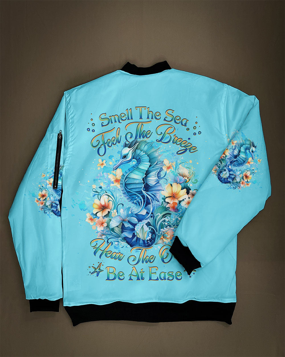 SMELL THE SEA FEEL THE BREEZE SEAHORSE BOMBER JACKET - YHHG1211245