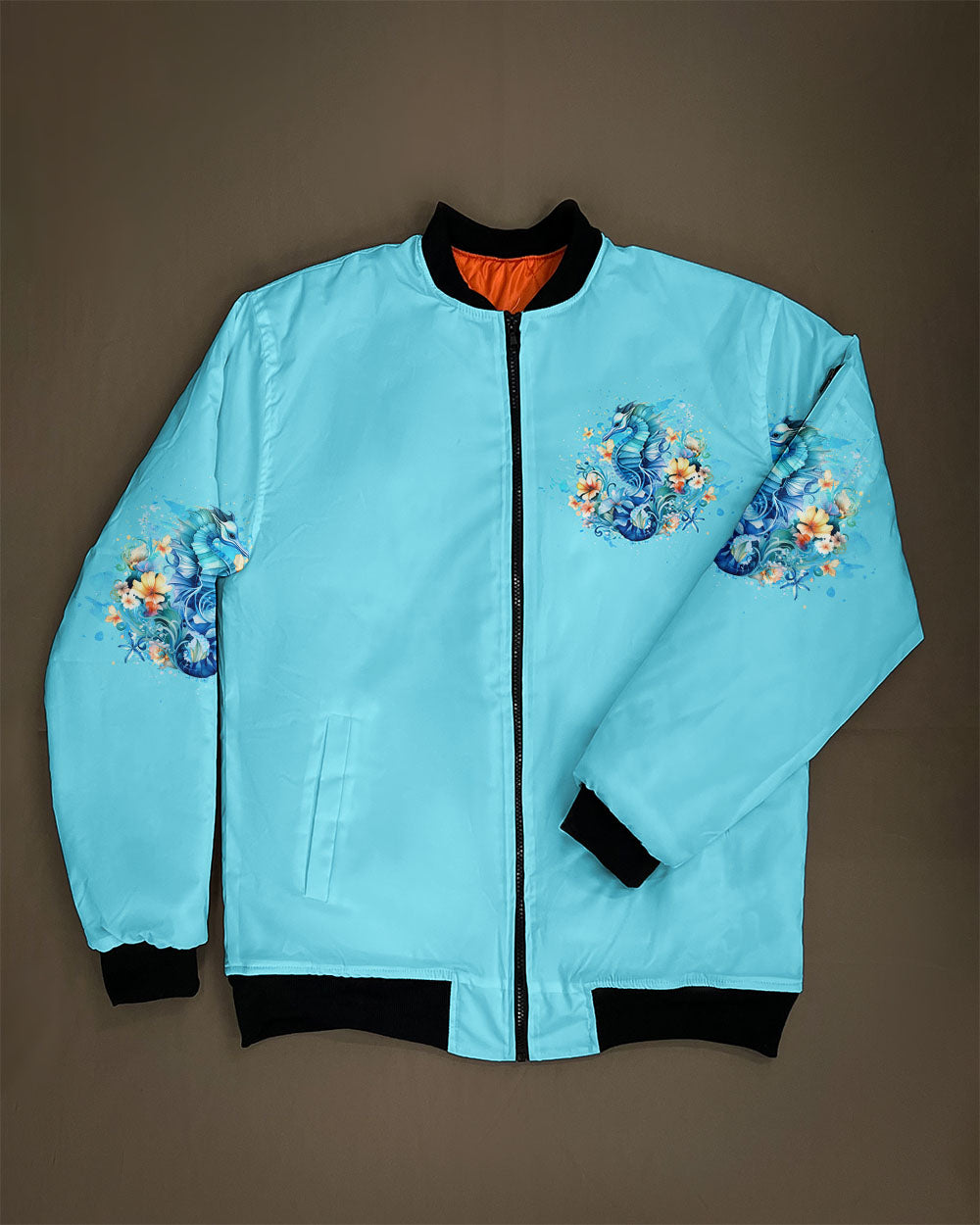 SMELL THE SEA FEEL THE BREEZE SEAHORSE BOMBER JACKET - YHHG1211245