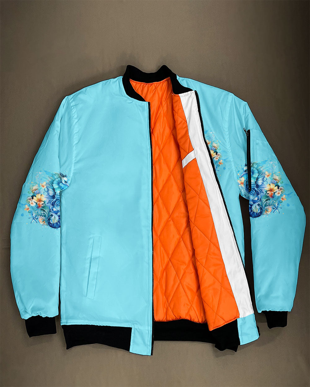 SMELL THE SEA FEEL THE BREEZE SEAHORSE BOMBER JACKET - YHHG1211245