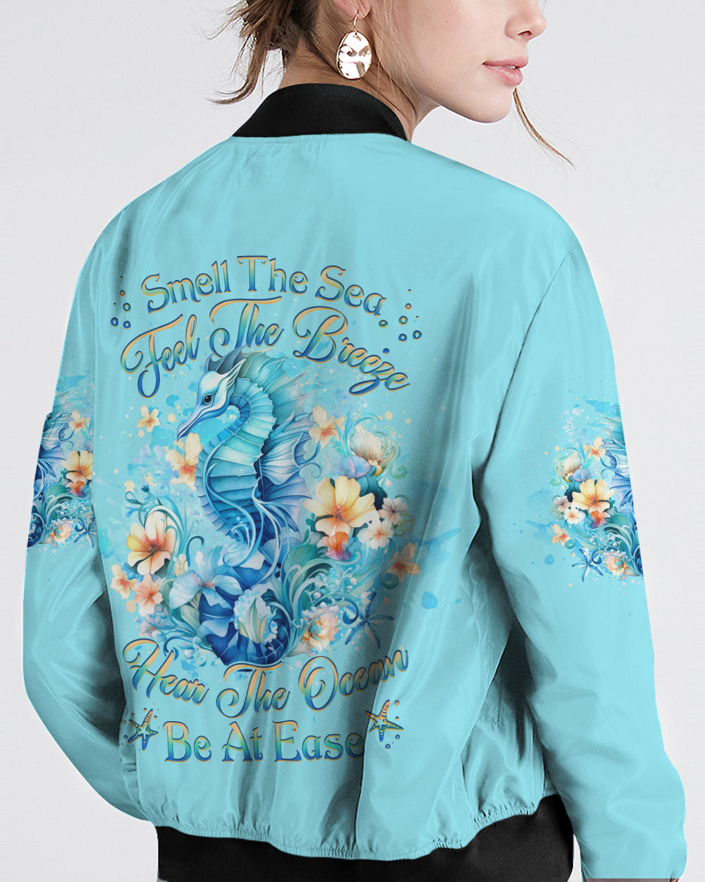 SMELL THE SEA FEEL THE BREEZE SEAHORSE BOMBER JACKET - YHHG1211245