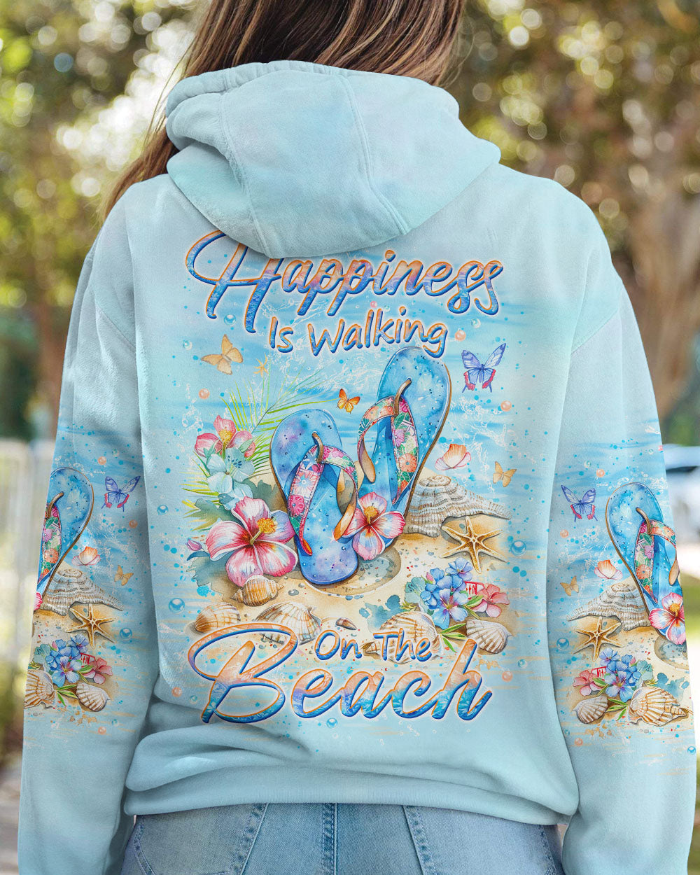 HAPPINESS IS WALKING ON THE BEACH ALL OVER PRINT - YHKD3105245