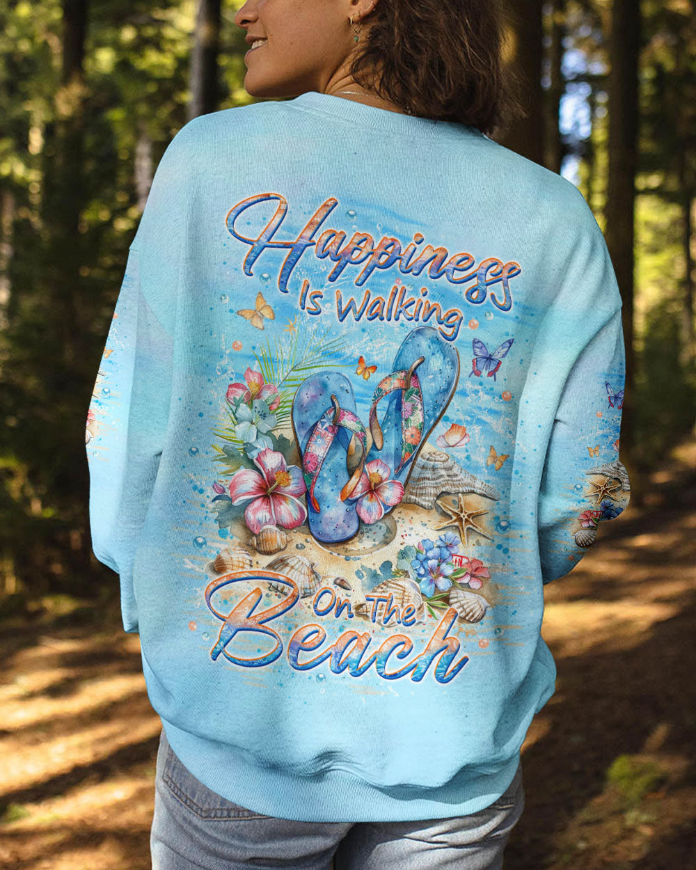 HAPPINESS IS WALKING ON THE BEACH ALL OVER PRINT - YHKD3105245