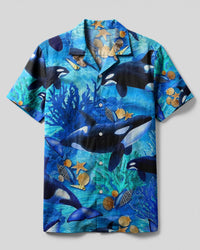 DOLPHINS IN BLUE SEA CAMP SHIRT - YHLN1404254