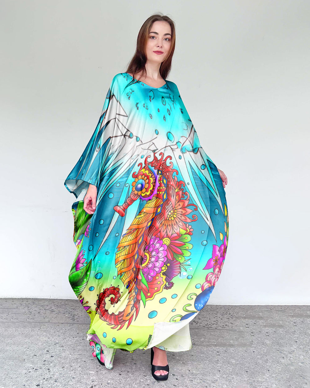 SEAHORSE ART KAFTAN DRESS - TLNZ2108234