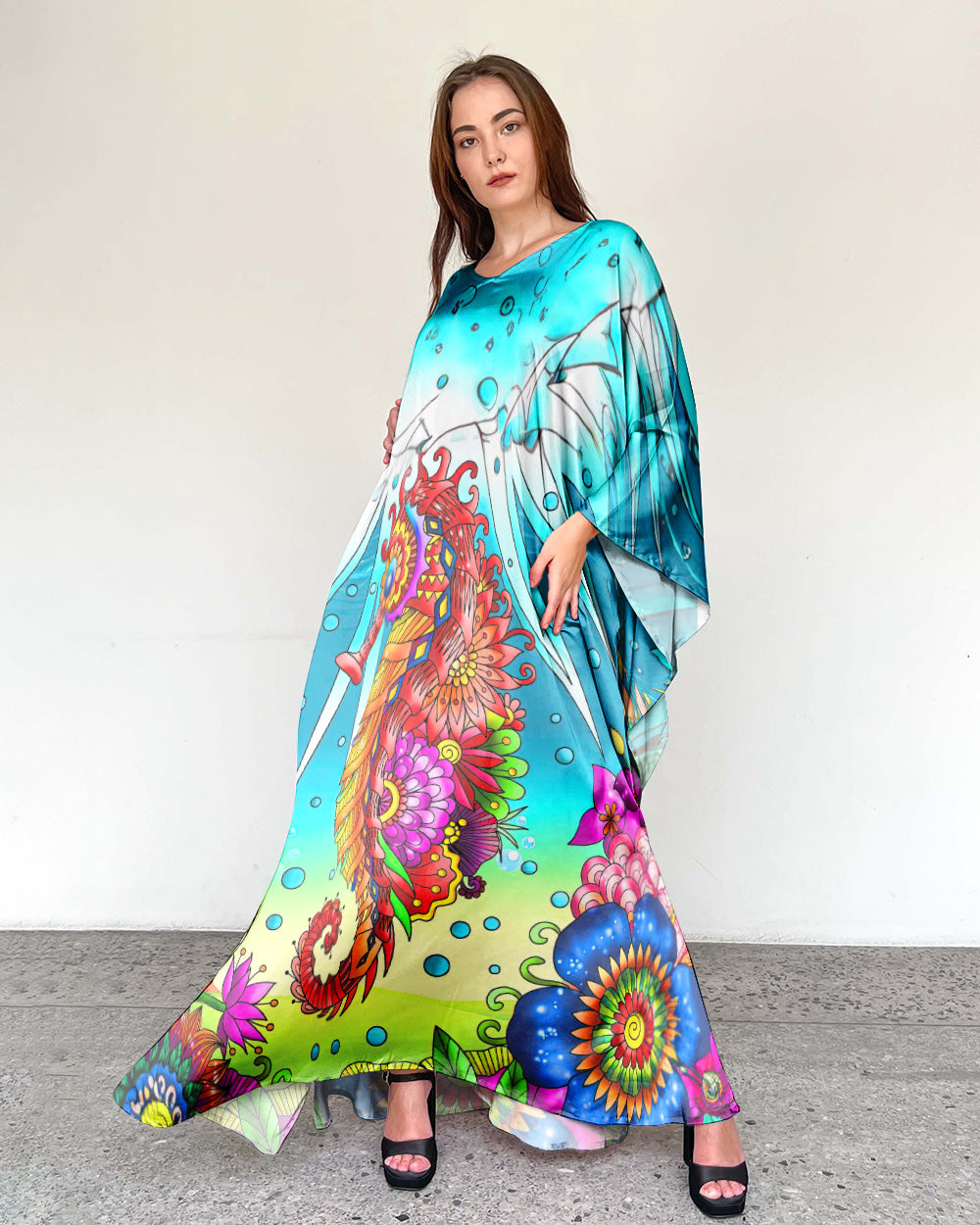 SEAHORSE ART KAFTAN DRESS - TLNZ2108234