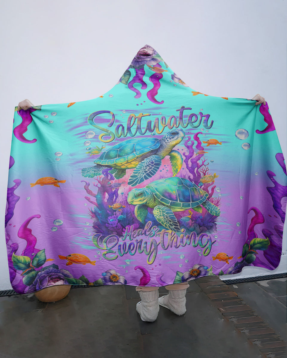 SALTWATER HEALS EVERYTHING TURTLE SHERPA BLANKET HOODIE TLNT0512238
