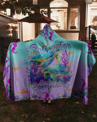 SALTWATER HEALS EVERYTHING TURTLE SHERPA BLANKET HOODIE - TLNT0512238