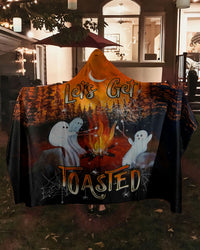 LET'S GET TOASTED BOOS HALLOWEEN SHERPA BLANKET HOODIE - YHDU1109237