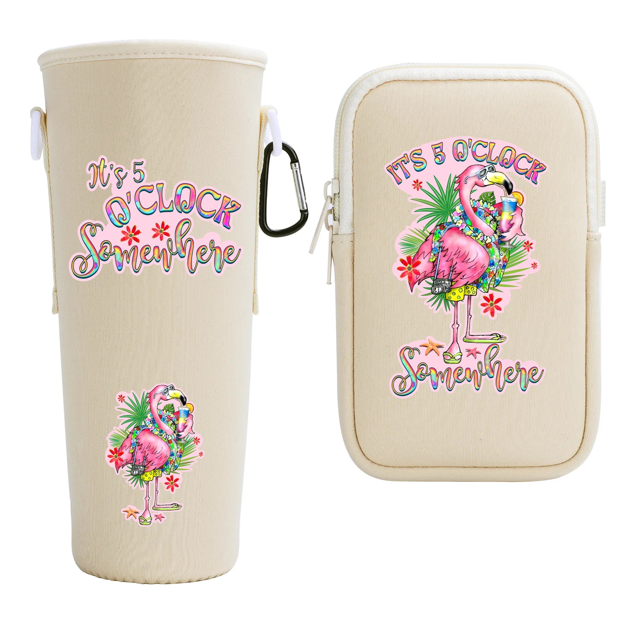 IT'S 5 O'CLOCK SOMEWHERE FLAMINGO TUMBLER CARRIER BAG - YHHG2708255