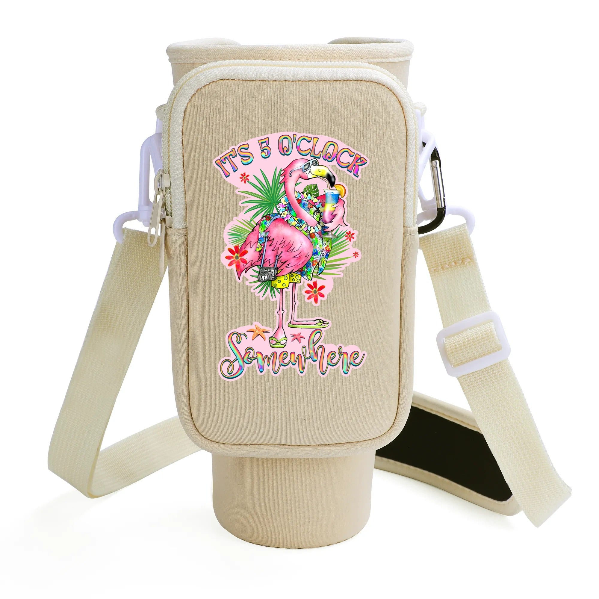 IT'S 5 O'CLOCK SOMEWHERE FLAMINGO TUMBLER CARRIER BAG - YHHG2708255