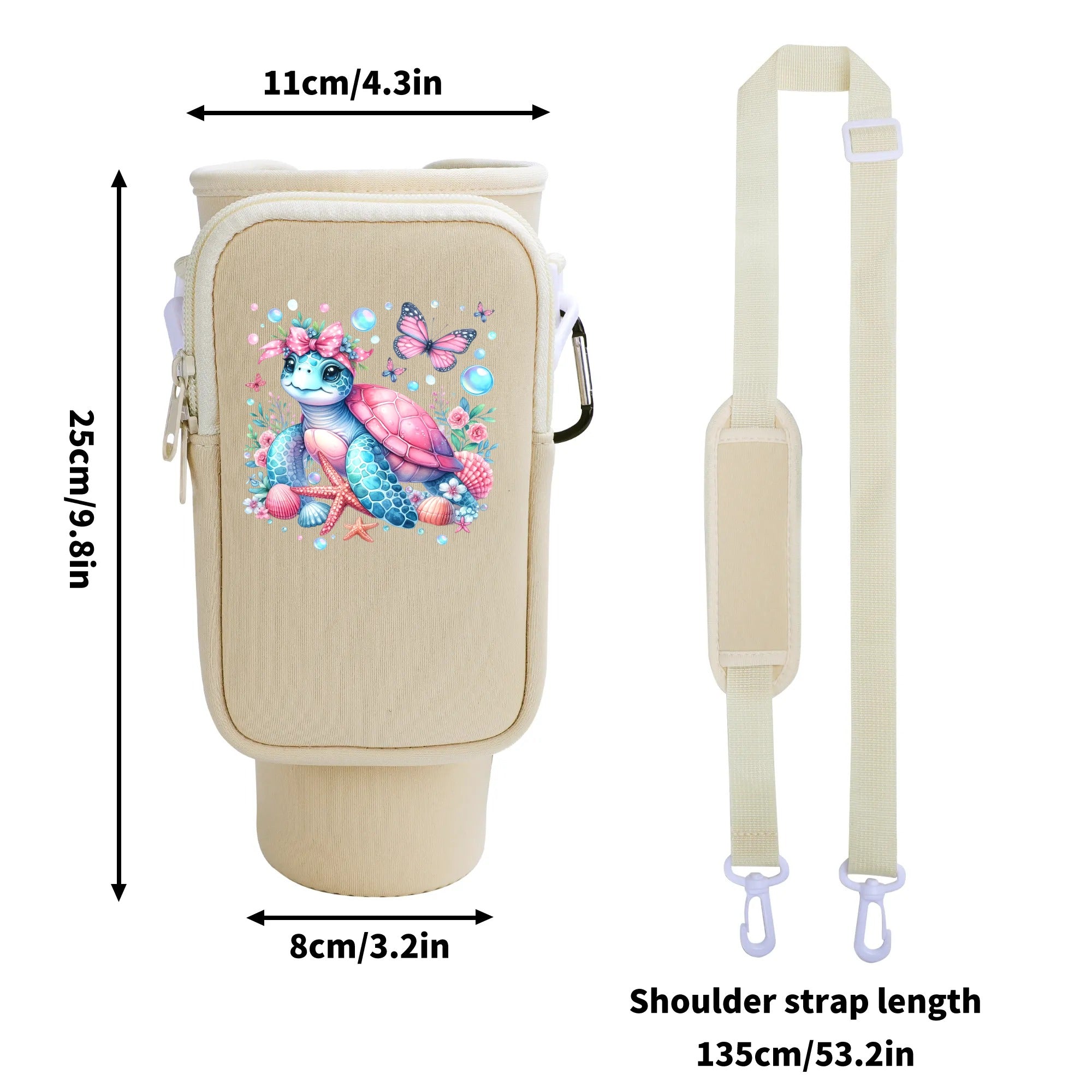 DON'T WORRY BEACH HAPPY TURTLE TUMBLER CARRIER BAG - YHLN2608257