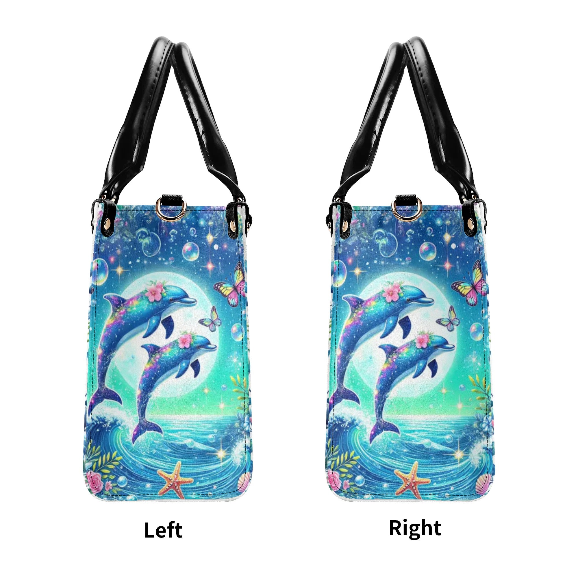 DOLPHIN MOON FLORAL LEATHER HANDBAG - TLNZ0507244