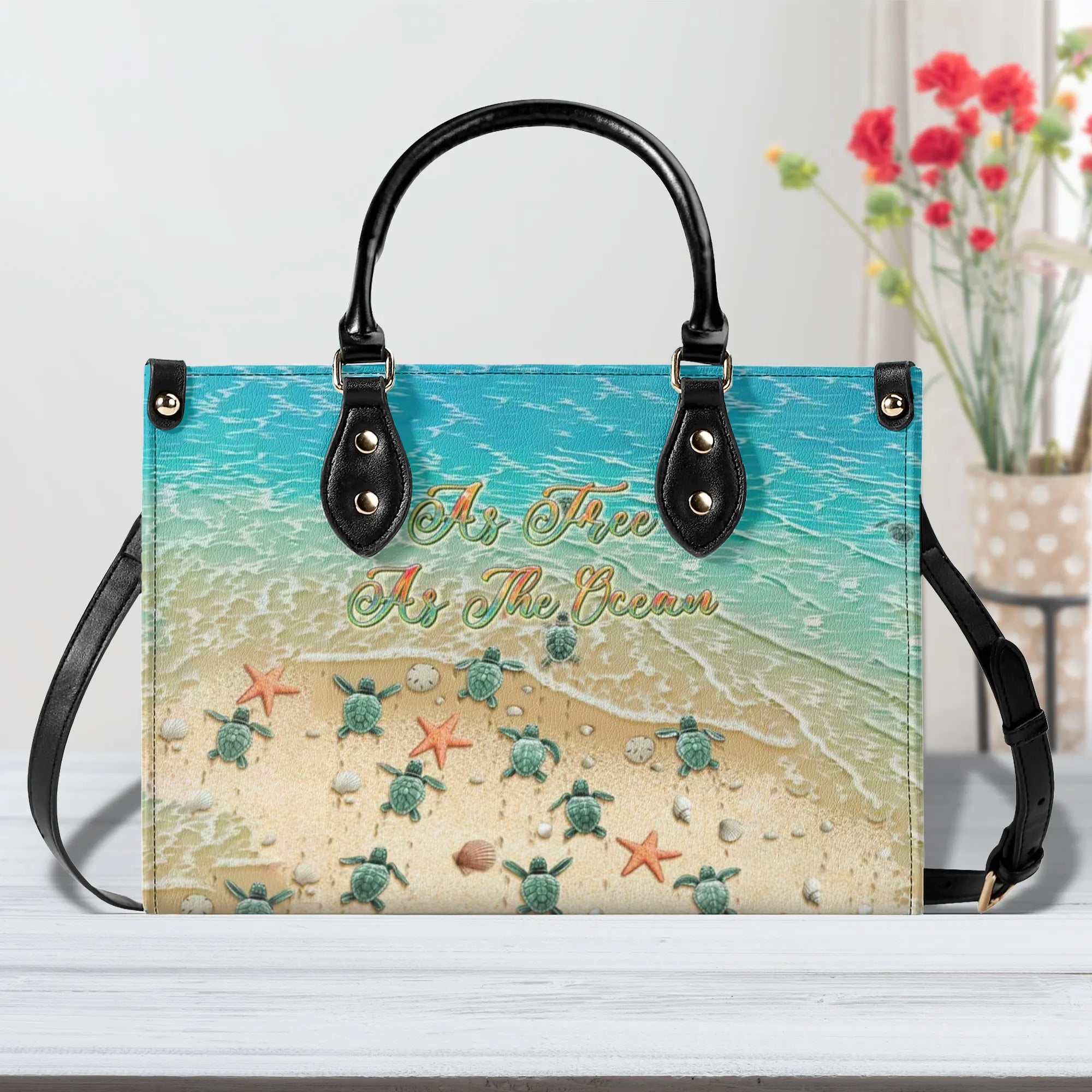 AS FREE AS THE OCEAN TURTLE LEATHER HANDBAG - TLTR0807244