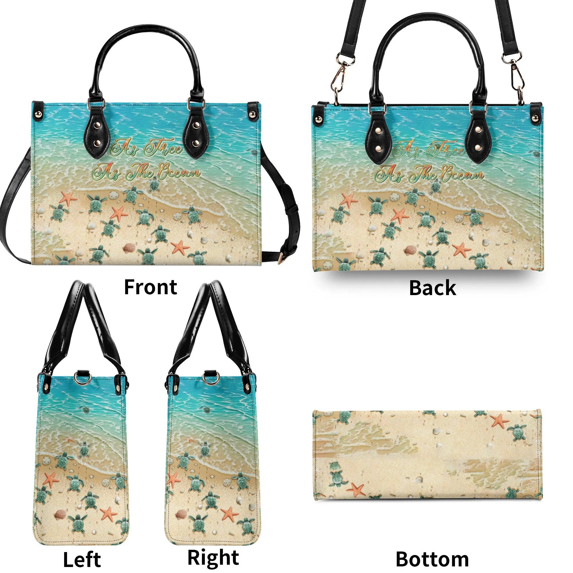 AS FREE AS THE OCEAN TURTLE LEATHER HANDBAG - TLTR0807244