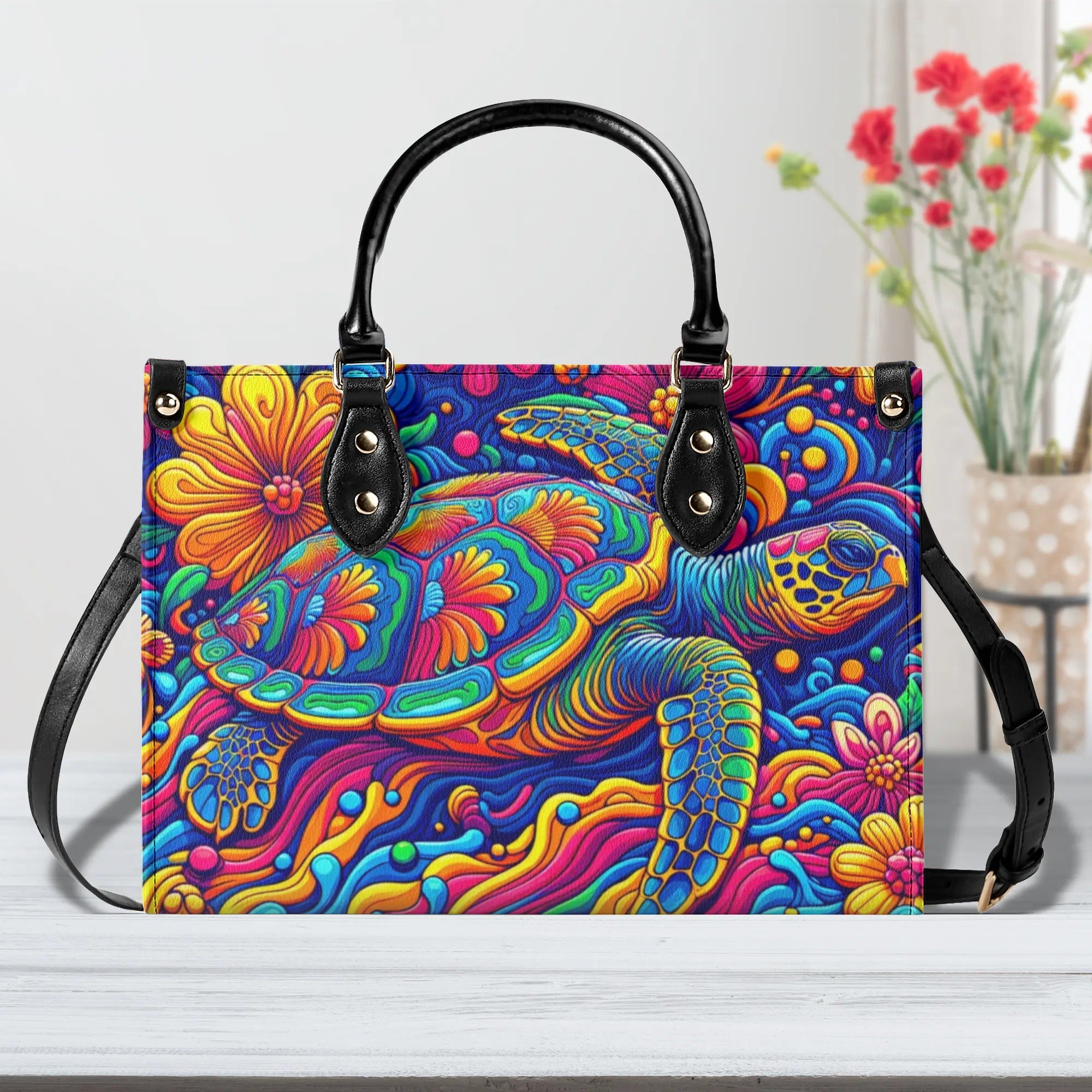 COLORFUL TURTLE LEATHER HANDBAG - TLNO2707242