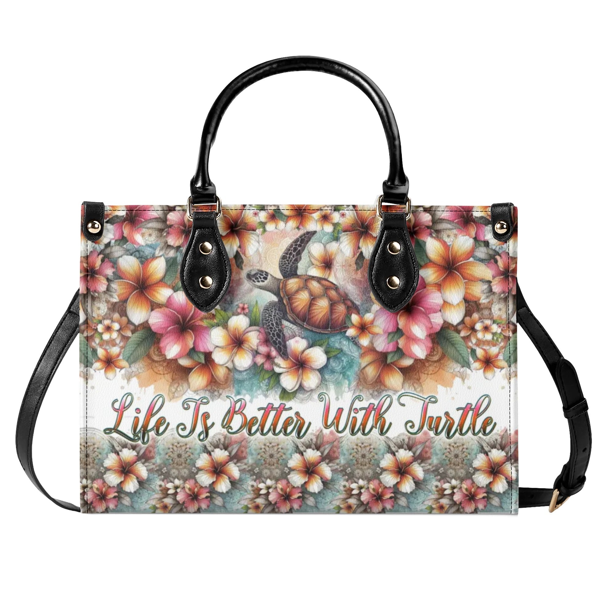 LIFE IS BETTER WITH TURTLE LEATHER HANDBAG - TLPQ3007244