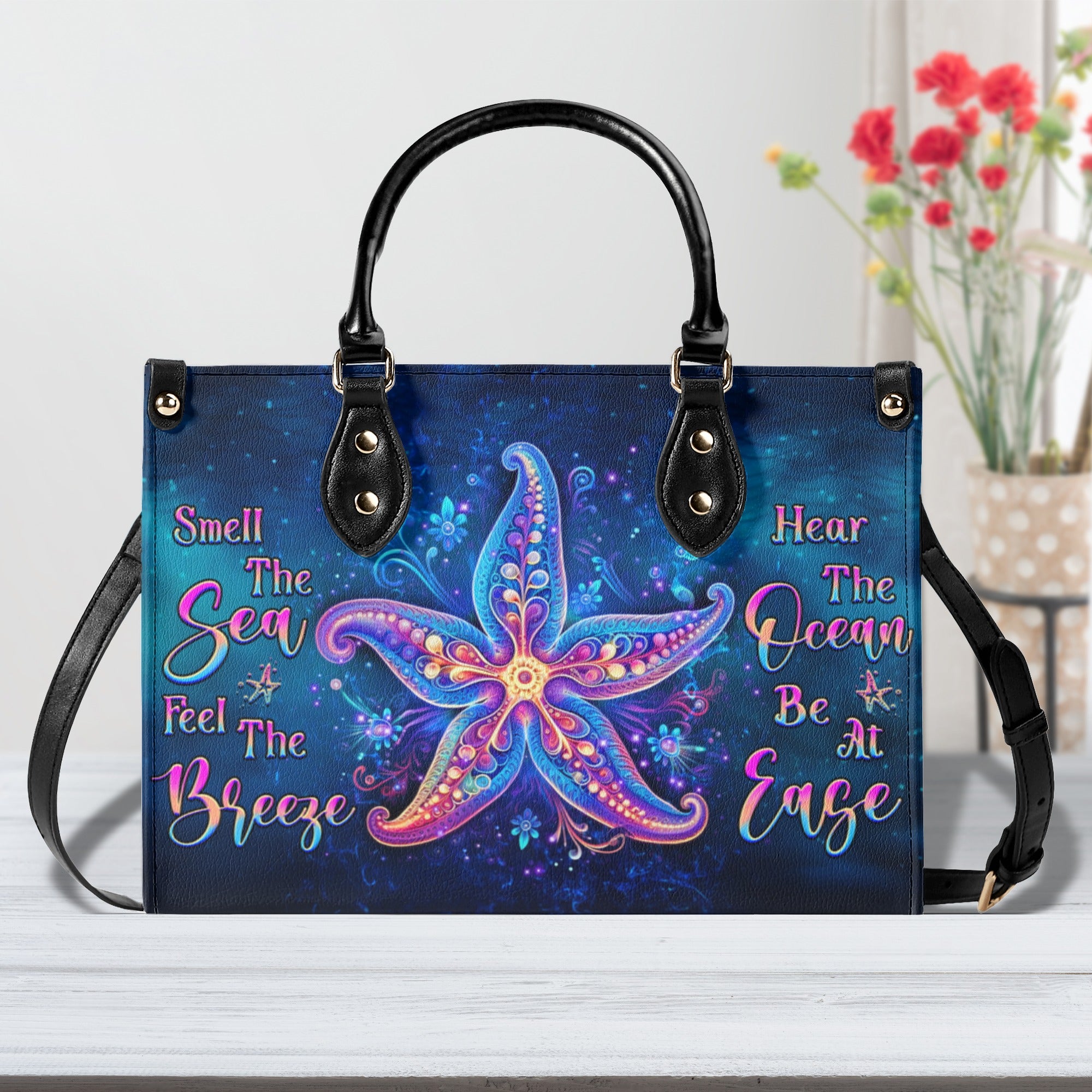 SMELL THE SEA FEEL THE BREEZE LEATHER HANDBAG - YHHG1110244