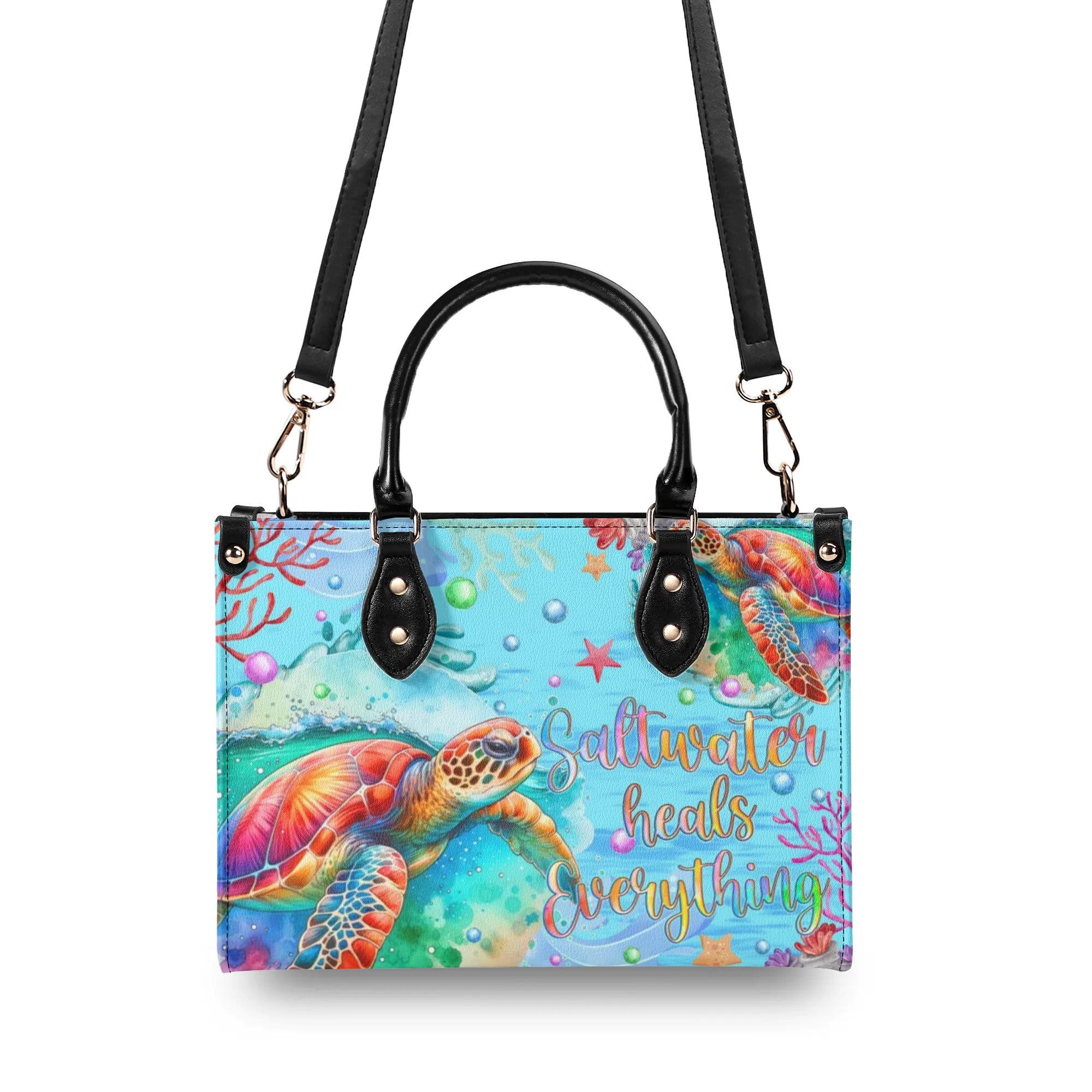 SALTWATER HEALS EVERYTHING TURTLE LEATHER HANDBAG - TYQY2705245