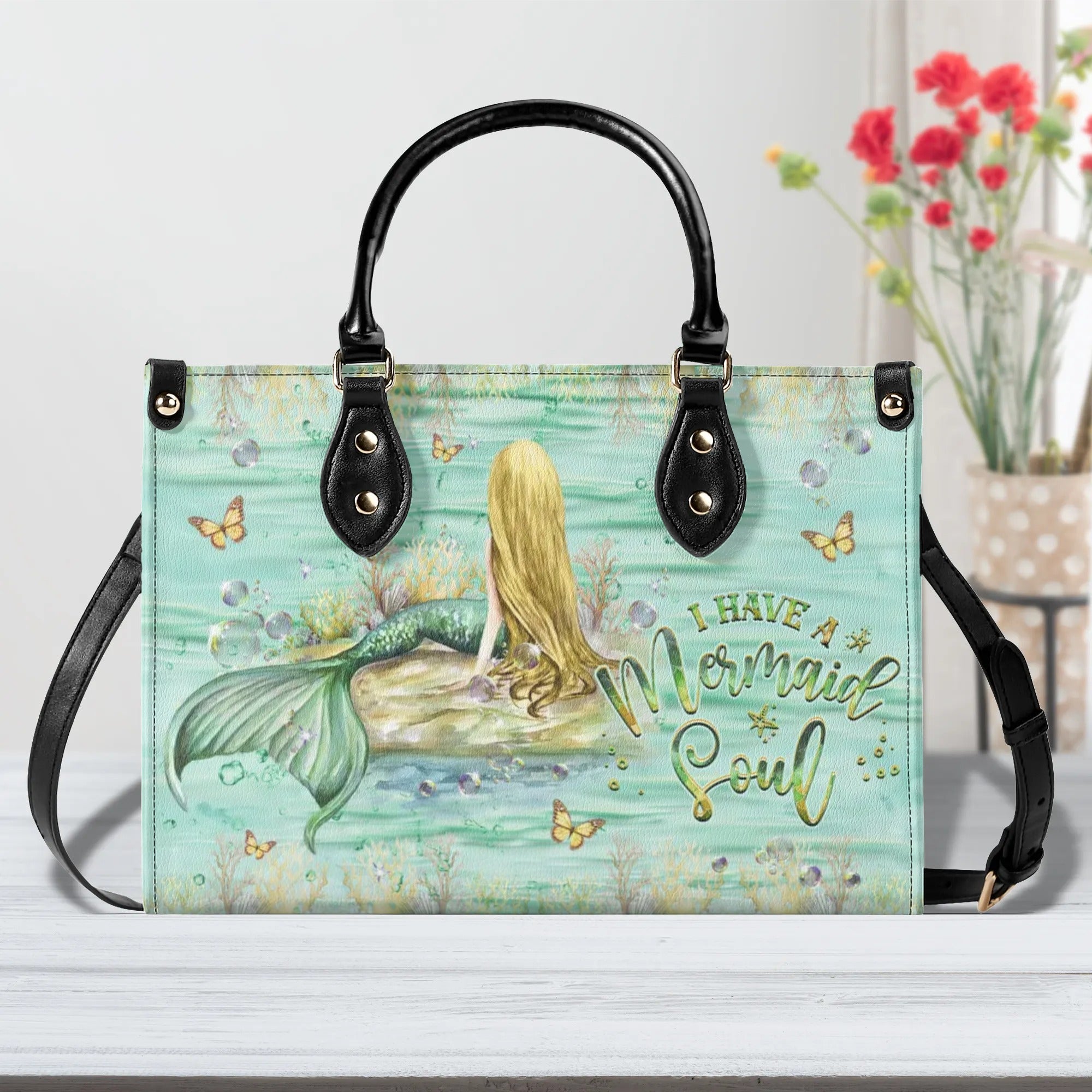 I HAVE A MERMAID SOUL LEATHER HANDBAG - YHHG3009244