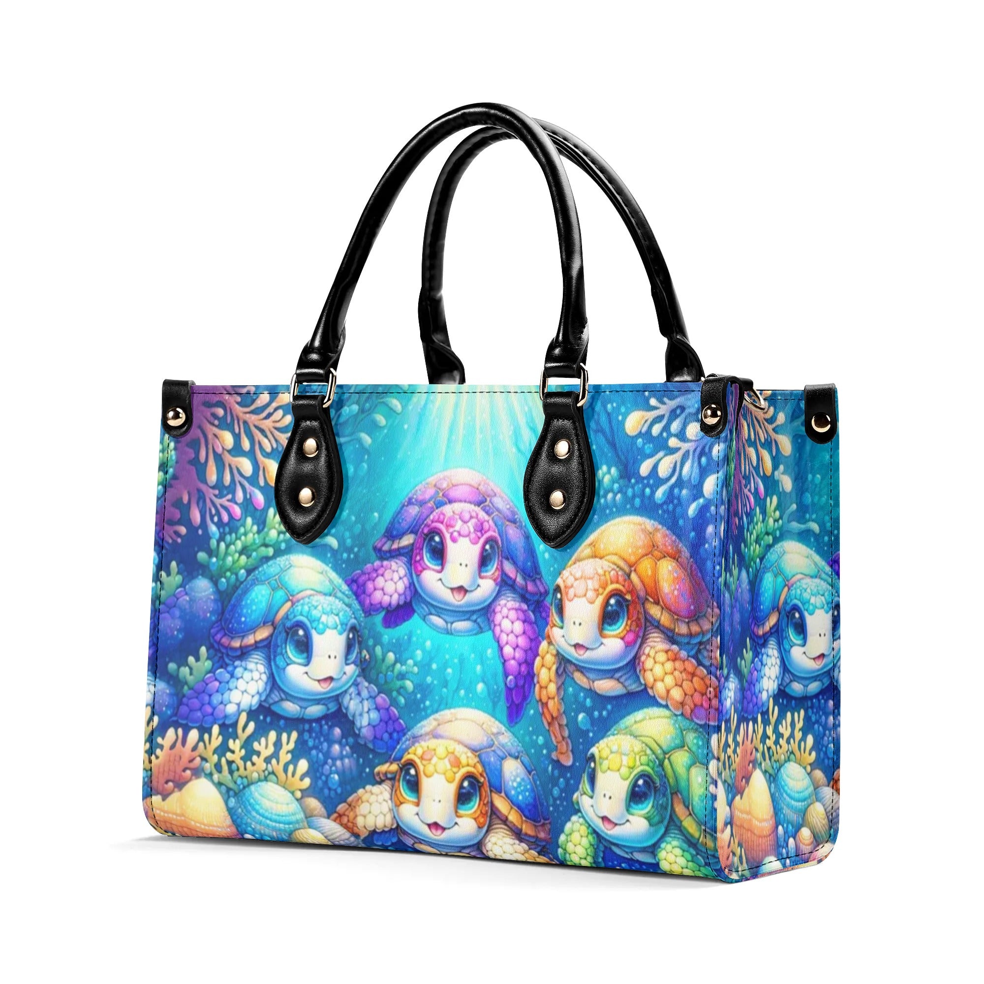 OCEAN TURTLES LEATHER HANDBAG - YHHN0907243