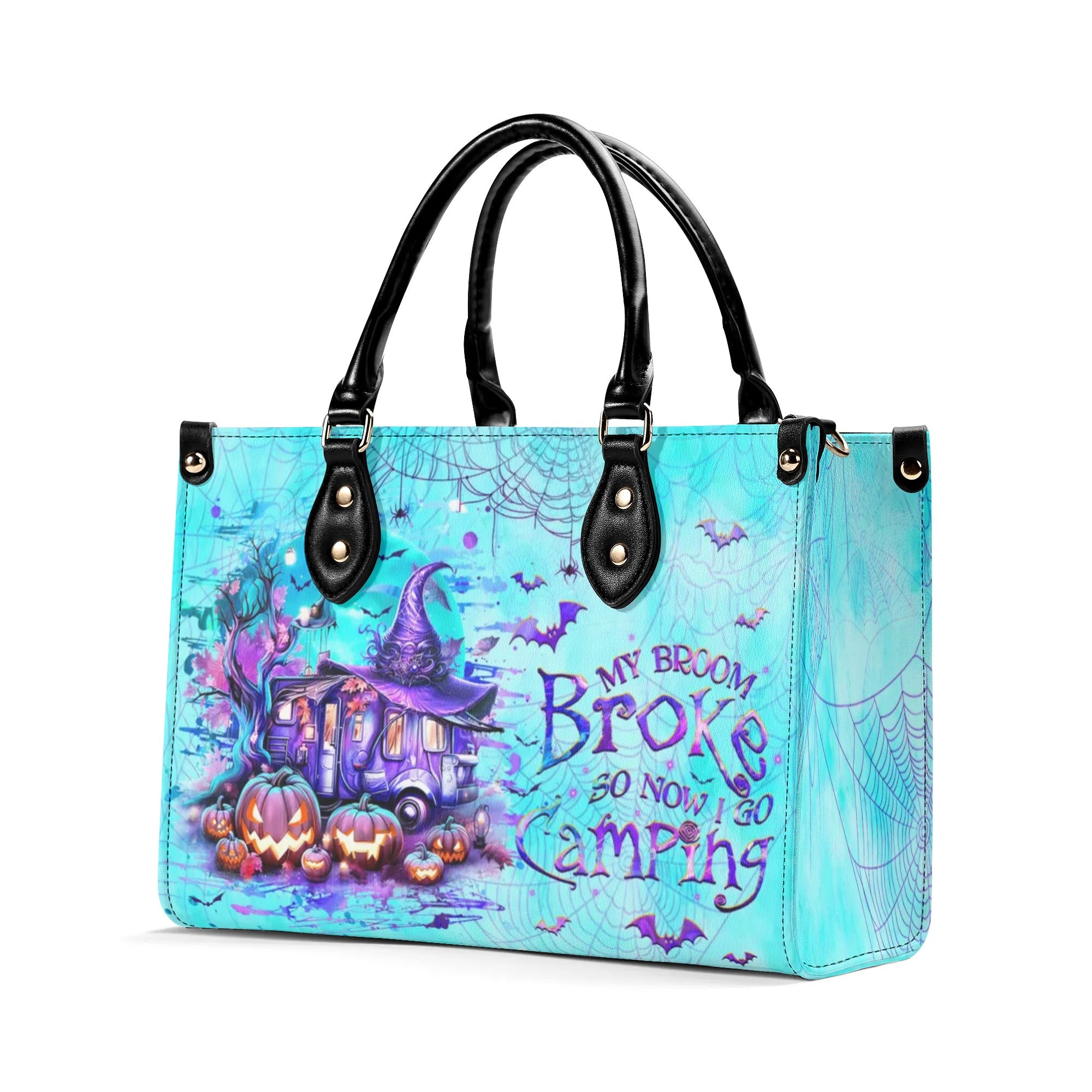 MY BROOM BROKE SO NOW HALLOWEEN LEATHER HANDBAG - YHHG2908244