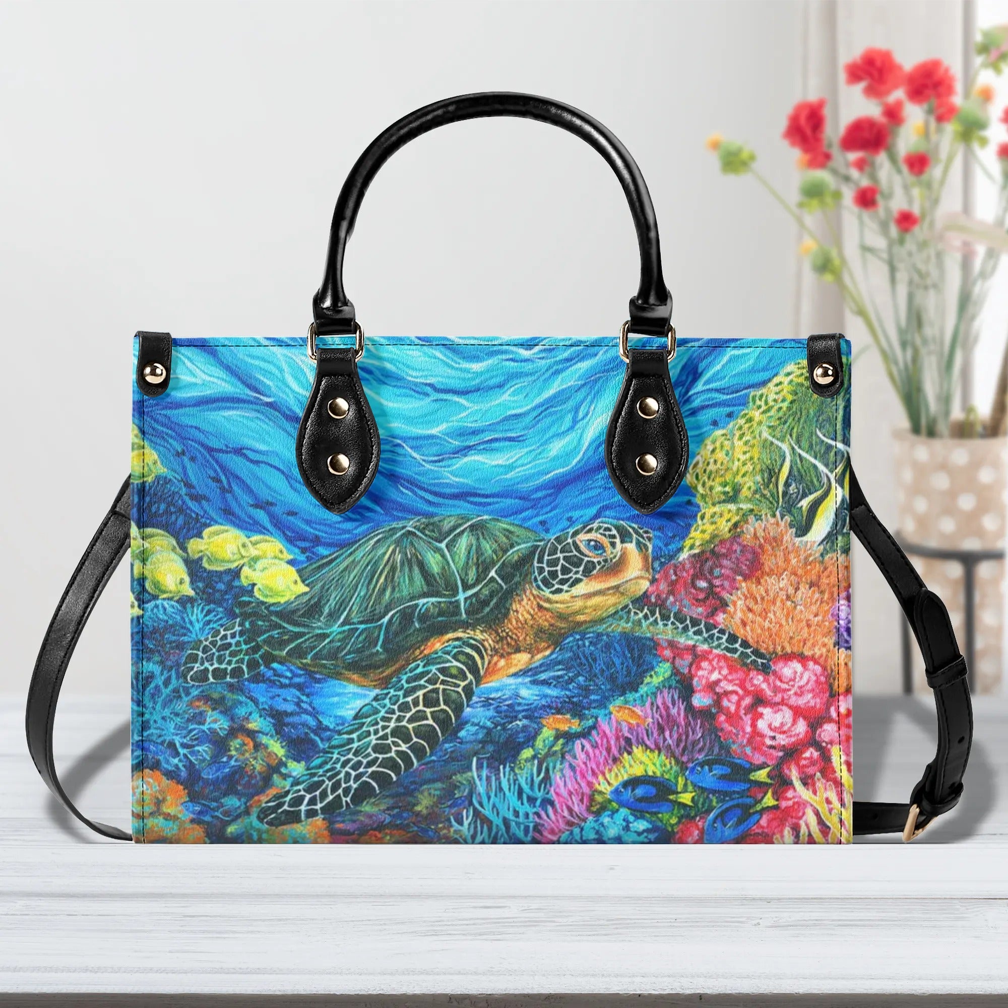 TURTLE OCEAN LEATHER HANDBAG - YHHG2609245