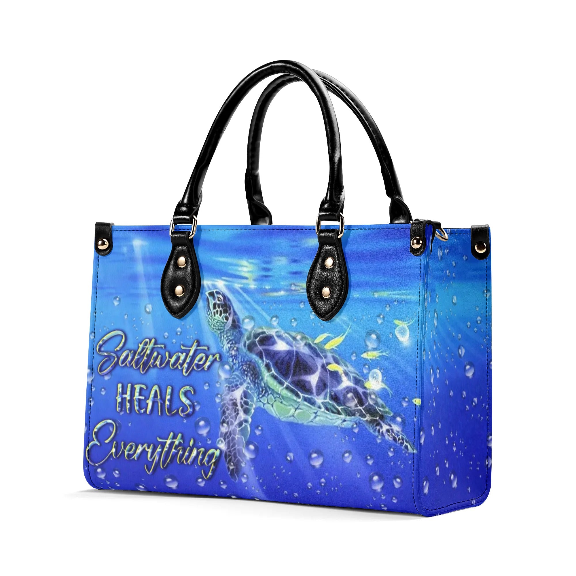 SALTWATER HEALS EVERYTHING TURTLE LEATHER HANDBAG - YHLN2009246