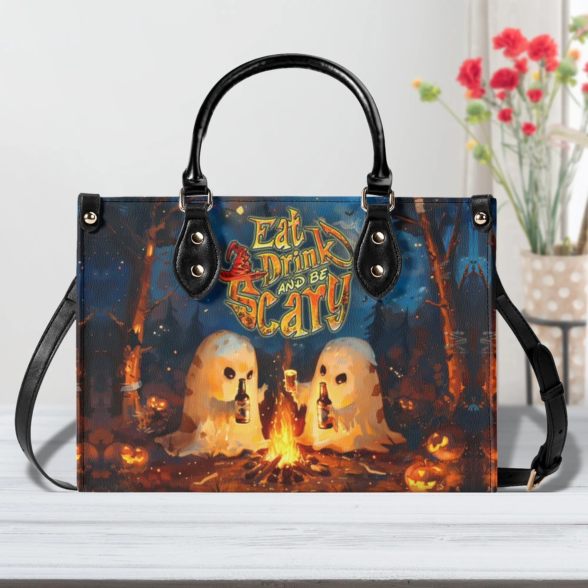 EAT DRINK AND BE SCARY HALLOWEEN LEATHER HANDBAG - YHDU2008244