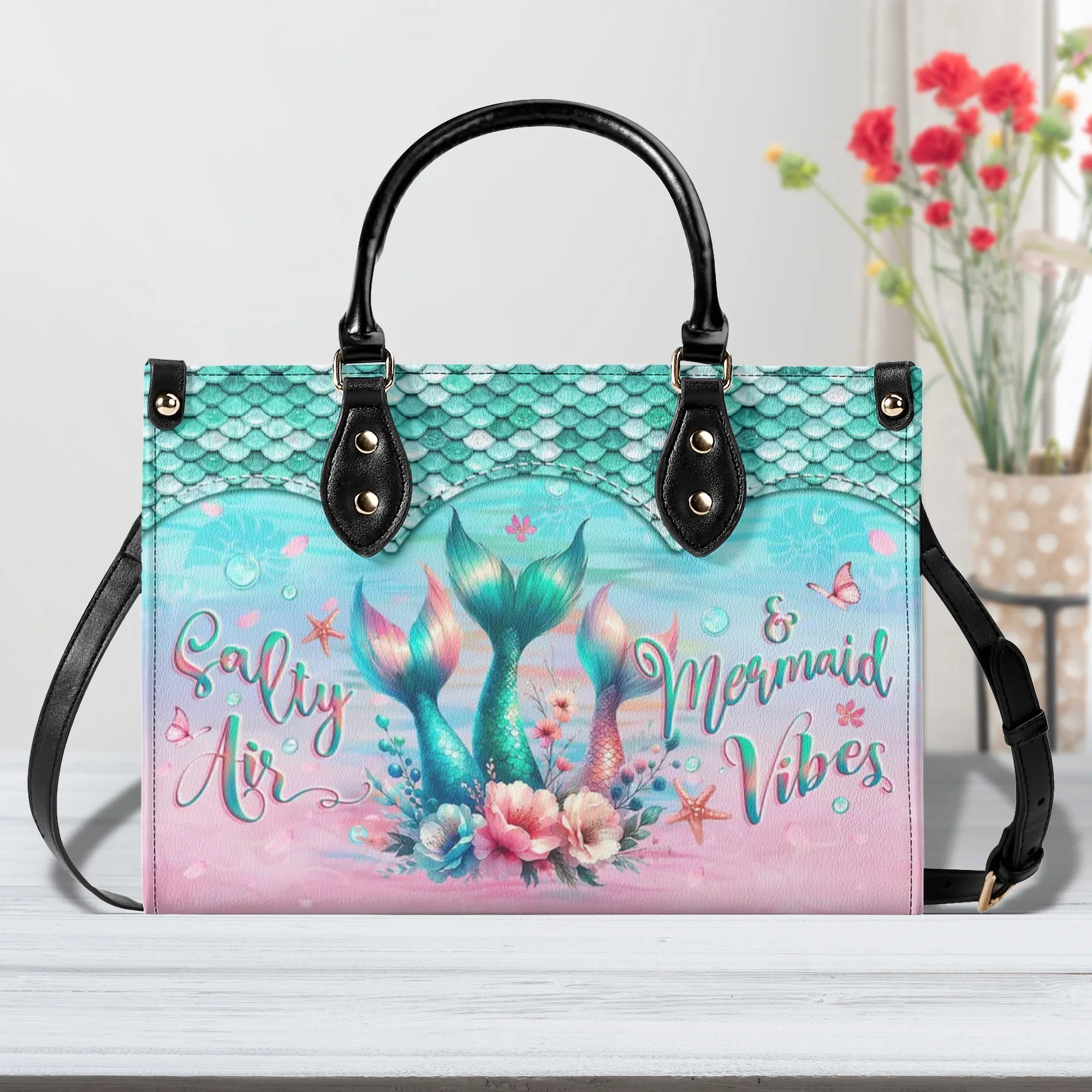 SALTY AIR AND MERMAID VIBES LEATHER HANDBAG - YHLT0506243