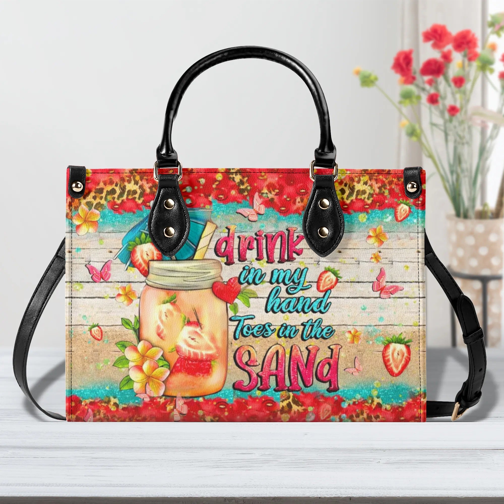 DRINK IN MY HAND TOES IN THE SAND LEATHER HANDBAG - YHHN2506244