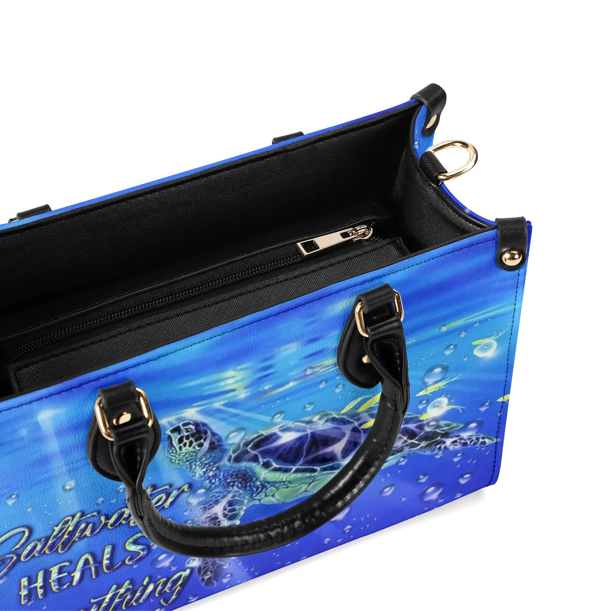 SALTWATER HEALS EVERYTHING TURTLE LEATHER HANDBAG - YHLN2009246