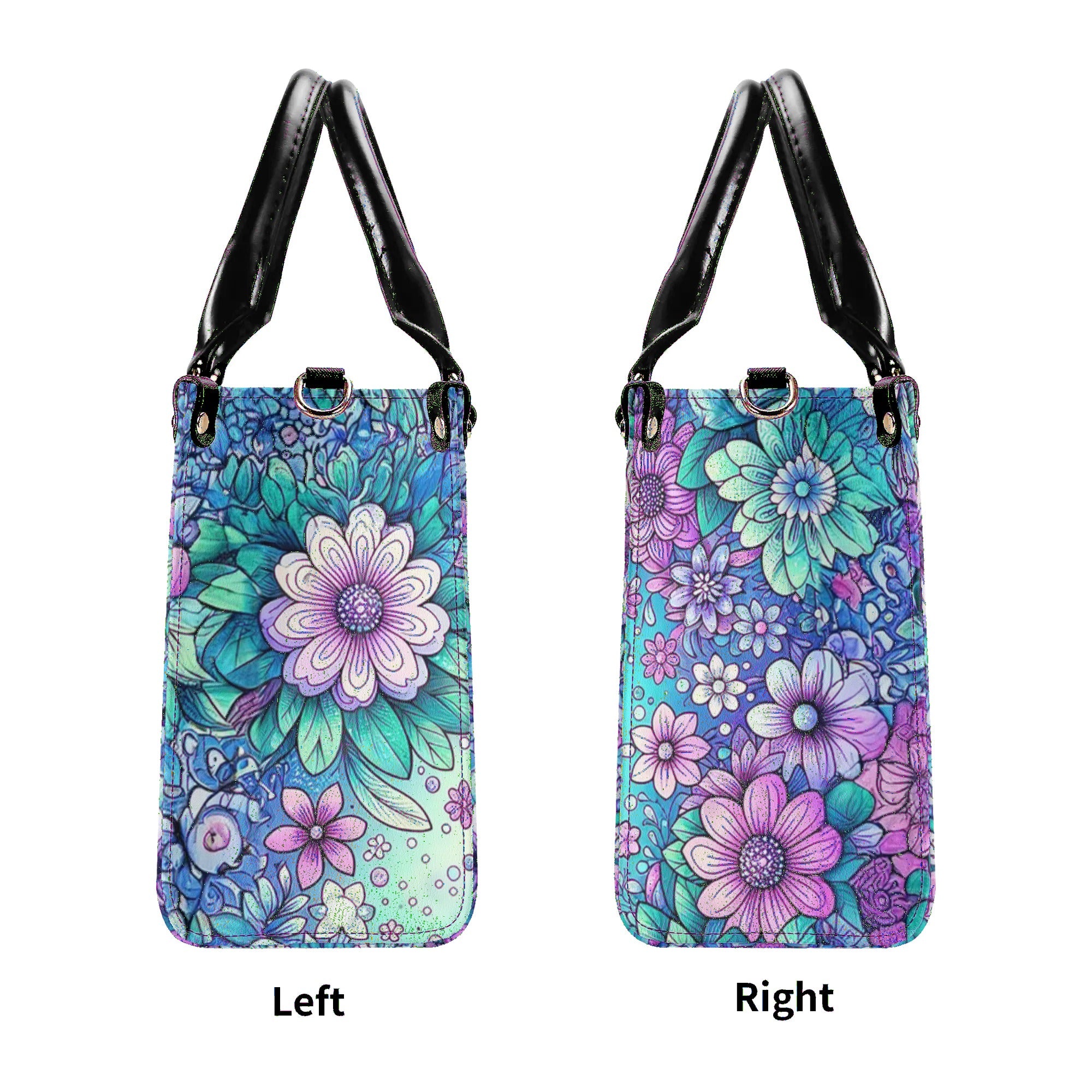 SEA TURTLE FLORAL LEATHER HANDBAG - TLNT1206245