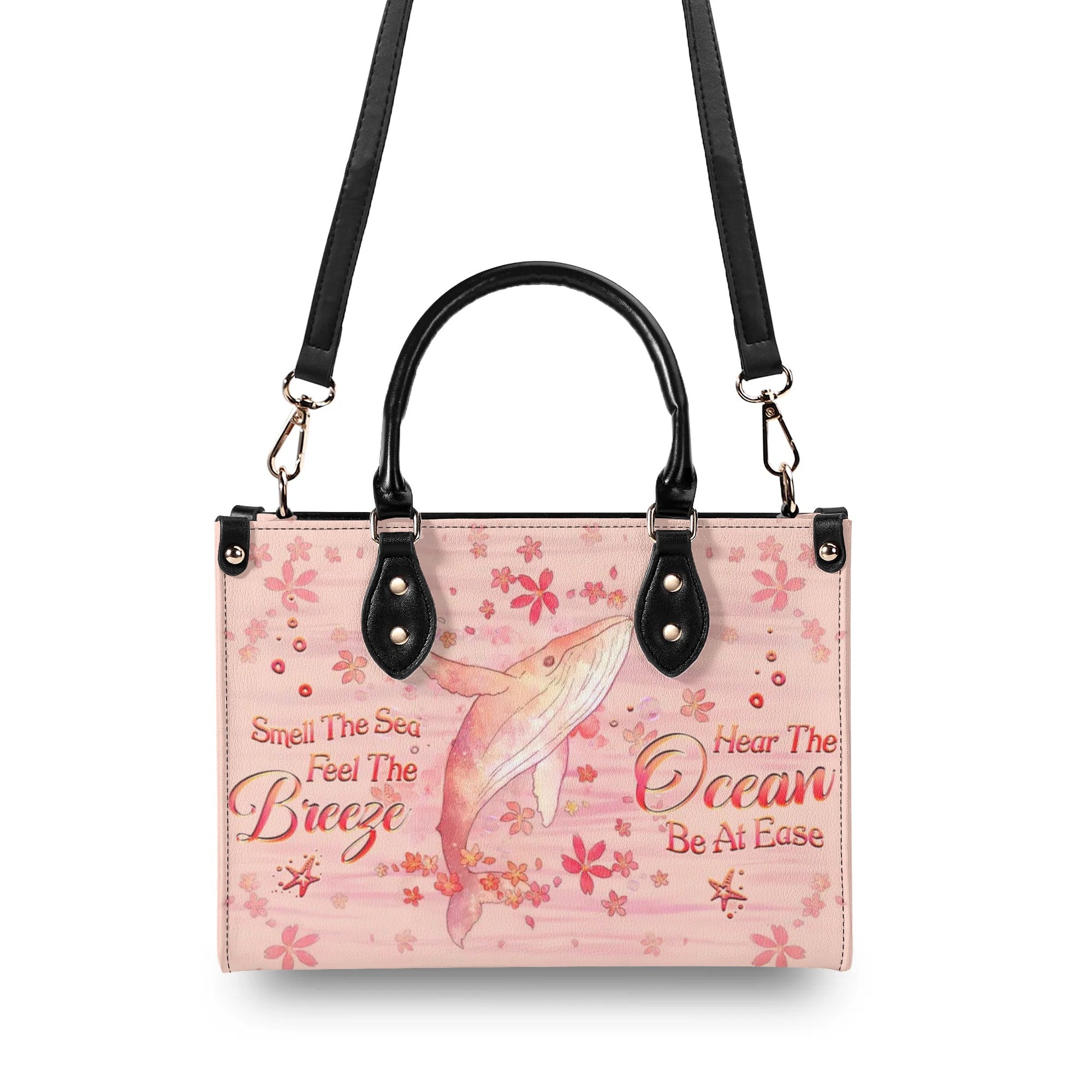 SMELL THE SEA FEEL THE BREEZE WHALE LEATHER HANDBAG - YHHG1308244