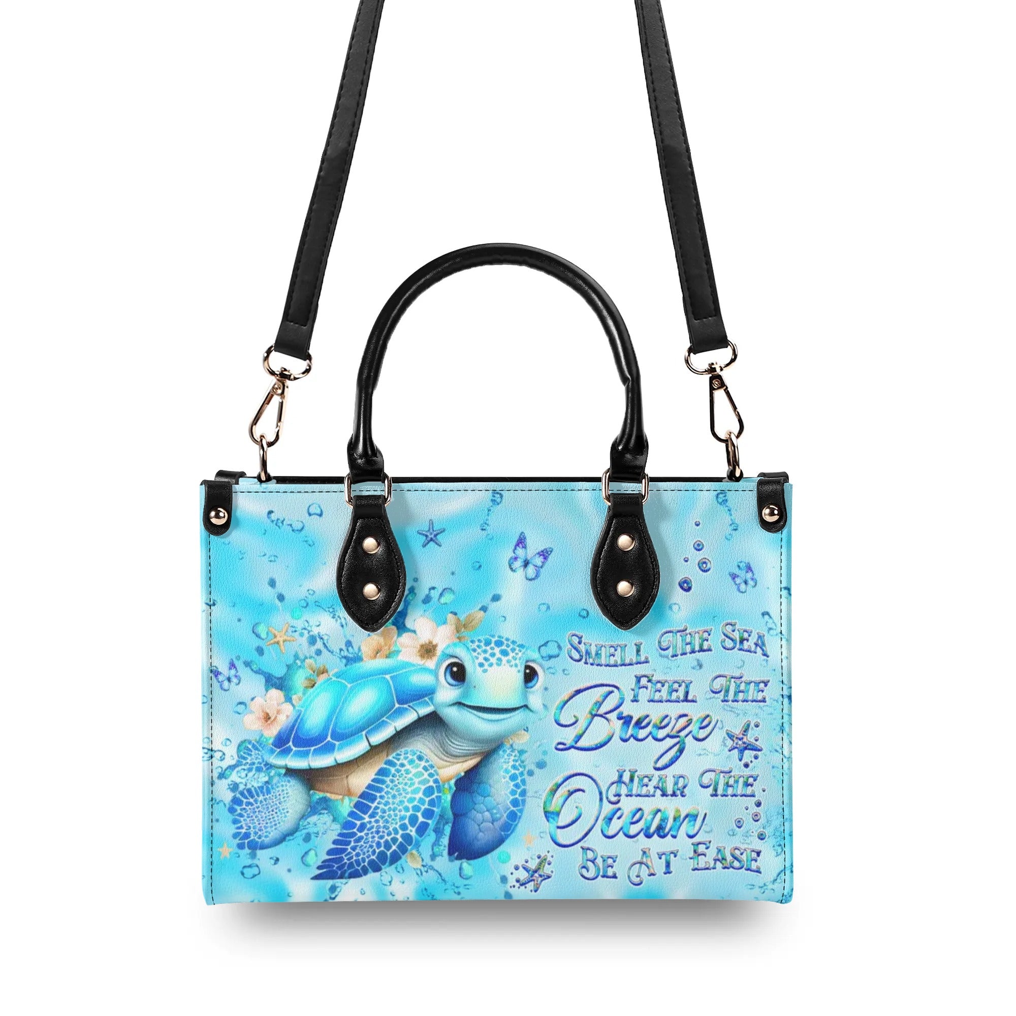 SMELL THE SEA FEEL THE BREEZE TURTLE LEATHER HANDBAG - YHHG1508244